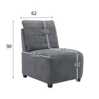 Sedia multifunzionale per il tempo libero, poltrona singola, combinabile in divano per più persone, 62×90×83,5 cm, Grigio(m-3)