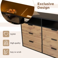 Anti-tip Sideboard Cabinet with Storage Drawers and Shelves, Wooden Drawer Chest for Living Room, 120L x 40W x 80H cm, Oak(m-4)