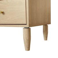 Meuble TV en rotin 150×40×50 cm,  avec 2 portes en rotin,  2 tiroirs,  étagère réglable en hauteur et gestion des câbles,  pour téléviseur jusqu'à 60 pouces, Chêne(m-8)