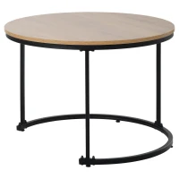 Set di 2 Tavolini da Salotto Rotondi, Tavolini Impilabili in MDF e Metallo, Design Salvaspazio, Tavolo Grande: 50 x 70,5 cm, Tavolo Piccolo: 45,5 x 44 cm, Naturale(m-8)