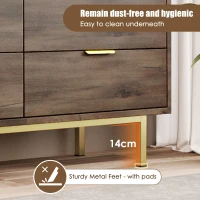 Sideboard Cabinet with 6 Drawers and Metal Handles, Multipurpose Storage Cabinets for Hallway, Bedroom, 120L x 40W x 76H cm, Dark Brown(m-6)