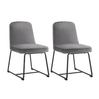Set da 2 sedie da pranzo in velluto, sedia imbottita con schienale per sala da pranzo/soggiorno, 46x45x81,5 cm, Grigio(m-2)