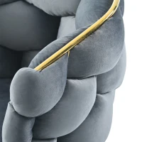 Sedia Imbottita in Velluto con Struttura Dorata, Supporti Regolabili delle Gambe Anteriori, 50×47×80 cm, Grigio(m-5)