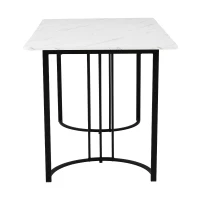 Tavolo da pranzo moderno 140 x 80 cm, con motivo marmo, struttura in metallo, per sala da pranzo e soggiorno, Bianco+Nero(m-7)