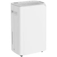 HOMCOM Deumidificator Portabil cu Rezervor de 2,5L, 2 Viteze, Temporizator și Oprire Automată, 32x23x49 cm, Alb(m-10)
