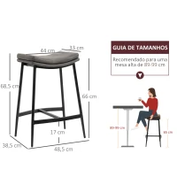 HOMCOM Conjunto de 2 Bancos Altos de Cozinha Bancos de Bar com Estrutura de Aço Estilo Industrial 48,5x38,5x68,5 cm Marrom(m-3)