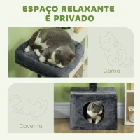 PawHut Arranhador para Gatos 134 cm com Caverna Plataformas Bolas de Jogar e Postes de Sisal 124,5x40x134 cm Cinza Escuro(m-5)