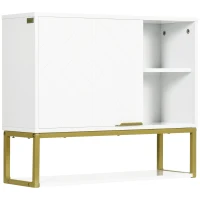 kleankin Armário de Parede Casa de Banho com Porta Prateleira Ajustável e Armazenamento Inferior 60x20x51 cm Branco(m-10)