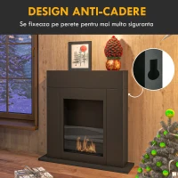 HOMCOM Șemineu cu Bioetanol de Podea și Arzător de 0,9L pentru 3 Ore de Ardere fără Fum, 73x20x75 cm, Negru(m-6)