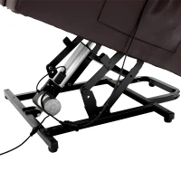 HOMCOM Massagestoel met opstaan hulp, relaxstoel, ligstoel, hoofdsteun, 8 vibratiepunten, 2 afstandsbedieningen, bruin(m-13)