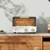 HOMCOM Forno Elétrico de Mesa Mini Forno de 12L 750W com Temporizador e Temperatura Ajustável até 230℃ 31,5x27,7x22,7 cm Branco(m-9)