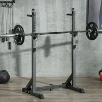 SPORTNOW Heavy Duty Barbell Squat Rack, Adjustable and Multifunctional Weight Power Stand, for Home, Gym - Black(m-2)