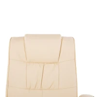 HOMCOM massagestoel relaxstoel tv-stoel stoel met massagefunctie incl. krukje kunstleer crèmewit 77 x 84 x 95 cm(m-13)