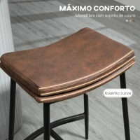 HOMCOM Conjunto de 2 Bancos Altos de Cozinha Bancos de Bar com Estrutura de Aço Estilo Industrial 48,5x38,5x68,5 cm Marrom(m-5)