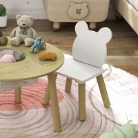 AIYAPLAY 3 Pieces Kids Activity Table Set with Centre Mesh Bag, Bear Shaped Backrest, for Arts, Reading, Dining(m-8)