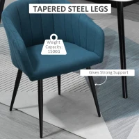 HOMCOM Set de 2 Scaune Tapițate Moderne, Scaune pentru Sufragerie și Living cu Picioare Metalice, 62x56x76 cm, Albastru(m-5)