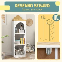 AIYAPLAY Estante para Livros Infantil de 3 Niveis Estante de Livros para Escola Infantil Dormitório 40x30x139,5 cm Branco e Madeira(m-4)