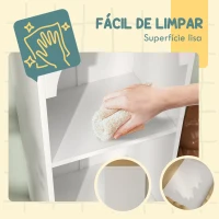 AIYAPLAY Estante para Livros Infantil de 3 Niveis Estante de Livros para Escola Infantil Dormitório 40x30x139,5 cm Branco e Madeira(m-6)