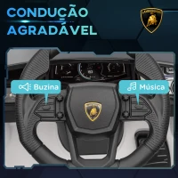 AIYAPLAY Carro Elétrico para Crianças Carro Lamborghini Revuelto com Bateria 12V  Faróis LED e Música 105x60x40 cm Branco(m-7)