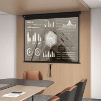 HOMCOM Ecran de Proiecție 100 Inch Reglabil, cu Montare pe Tavan și Perete, Pânză pentru Proiector, 203x152 cm, Negru(m-10)