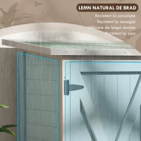 Outsunny Dulap de Exterior din Lemn, Căsuță pentru Unelte cu 2 Rafturi și Acoperiș Impermeabil, 110x55x117 cm, Gri(m-7)
