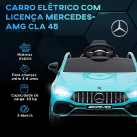 AIYAPLAY Carro Elétrico para Crianças Carro Mercedes AMG CLA 45 com Bateria 12V  Faróis LED Buzina e Música 110x61x45 cm Azul Turquesa(m-4)