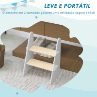 AIYAPLAY Banco para Crianças de 2 Degraus Torre de Aprendizagem Escada para Crianças acima de 3 Anos para Casa de Banho Cozinha 43x30x55 cm Branco(m-5)