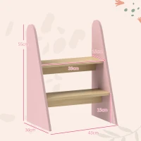 AIYAPLAY Banco para Crianças de 2 Degraus Torre de Aprendizagem Escada para Crianças acima de 3 Anos para Casa de Banho Cozinha 43x30x55 cm Rosa(m-3)