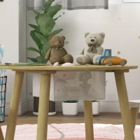 AIYAPLAY 3 Pieces Kids Activity Table Set with Centre Mesh Bag, Bear Shaped Backrest, for Arts, Reading, Dining(m-7)