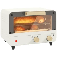 HOMCOM Forno Elétrico de Mesa Mini Forno de 12L 750W com Temporizador e Temperatura Ajustável até 230℃ 31,5x27,7x22,7 cm Branco(m-10)