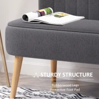 HOMCOM Sofa Retrodesign 2-zitsbank, houten poten, 117 cm x 56,5 cm x 77 cm, Donkergrijs(m-5)