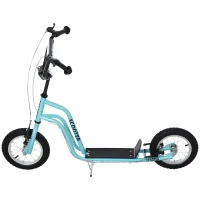 HOMCOM Kinderroller Lenker Verstellbar Scooter Tretroller Cityroller Kinder Roller Kickboard mit Luftreifen 12 Zoll ab 5 Jahre Blau 120 x 58 x 75-80 cm(m-12)