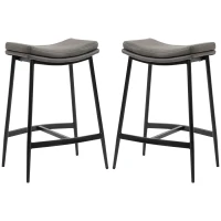 HOMCOM Conjunto de 2 Bancos Altos de Cozinha Bancos de Bar com Estrutura de Aço Estilo Industrial 48,5x38,5x68,5 cm Marrom(m-11)
