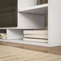 HOMCOM Mobilier TV cu Raft de Perete, Rafturi Deschise și Dulăpior din Lemn, Mobilier TV Modern, 153,6x25x42 cm, Alb(m-9)