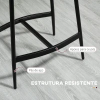 HOMCOM Conjunto de 2 Bancos Altos de Cozinha Bancos de Bar com Estrutura de Aço Estilo Industrial 48,5x38,5x68,5 cm Marrom(m-6)