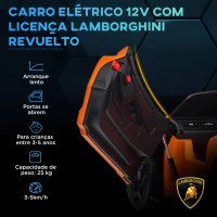 AIYAPLAY Carro Elétrico para Crianças Carro Lamborghini Revuelto com Bateria 12V  Faróis LED e Música 105x60x40 cm Laranja(m-4)