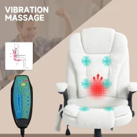 Vinsetto Fotoliu de Birou cu 6 Puncte de Vibrații, Funcție de Legănare, Încălzire și Telecomandă, 68x72x110-120 cm, Alb(m-4)