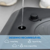 SPORTNOW Tabela de Basquetebol de Exterior com Altura Ajustável 235-264 cm Suporte para Bola Rodas e Base Recarregável Preto(m-7)