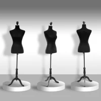 HOMCOM Maniquí de Costura Ajustable a 130-168 cm con Trípode de Madera para Fotografía de Moda Exposición de Prendas Negro(m-7)