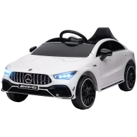AIYAPLAY Carro Elétrico para Crianças Carro Mercedes AMG CLA 45 com Bateria 12V  Faróis LED Buzina e Música 110x61x45 cm Branco(m-11)