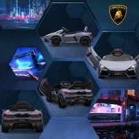 AIYAPLAY Carro Elétrico para Crianças Carro Lamborghini Revuelto com Bateria 12V  Faróis LED e Música 105x60x40 cm Cinza(m-9)