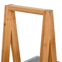 kleankin Estante de Bambú para Casa de Banho com 3 Prateleiras de Armazenamento Móvel Organizador 30x18x81 cm Madeira e Cinza(m-8)