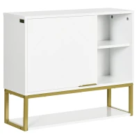 kleankin Armário de Parede Casa de Banho com Porta Prateleira Ajustável e Armazenamento Inferior 60x20x51 cm Branco(m-9)
