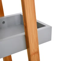 kleankin Estante de Bambú para Casa de Banho com 3 Prateleiras de Armazenamento Móvel Organizador 30x18x81 cm Madeira e Cinza(m-7)