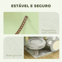 PawHut Arranhador para Gatos Torre para Gatos com Ninho Caverna Plataforma Arranhador Bola Suspensa 48x40x110 cm Cinza Claro(m-6)