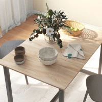 HOMCOM Masă Extensibilă pentru 4-6 Persoane Multifuncțională din Lemn și Oțel, 120-160x80x75,5 cm, Lemn Natural(m-7)