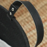 HOMCOM Coș pentru Rufe de 88L, Portabil și Pliabil cu Mânere, Coș de Rufe din Bumbac Natural, Ø56x35,5 cm, Negru(m-8)
