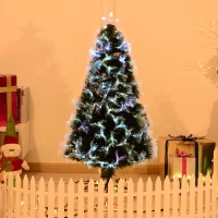 HOMCOM Kerstboom 1,2 m Kerstboom 130 takken, metalen voet, veelkleurige lichteffecten(m-13)