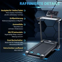 HOMCOM Laufband klappbar mit 12 Programmen und Handyhalterung 71 x 128 x 122cm Stahl Schwarz(m-7)