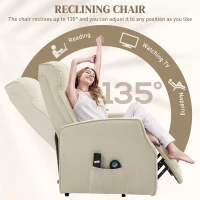 HOMCOM Fotoliu Electric de Relaxare cu 2 Telecomenzi, Suport pentru Picioare și 8 Puncte de Masaj, 74,5x87,5x110 cm, Crem(m-5)